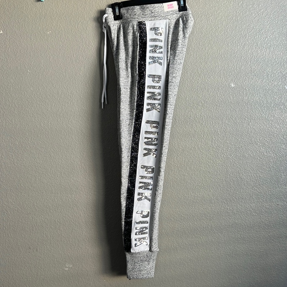 Victoria’s Secret Pink bling logo track sweatpants